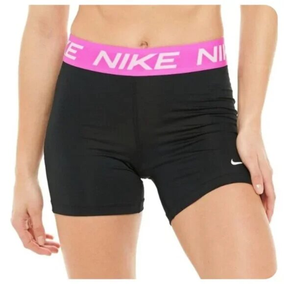 * Nike Victory Essential Black Pink Compression Booty Training Shorts sz S - Picture 1 of 4